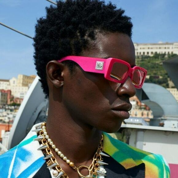 NEW D&G DG4416 33794Z Metallic Pink Mirror Silver Rectangle Women Sunglasses - Picture 4 of 12